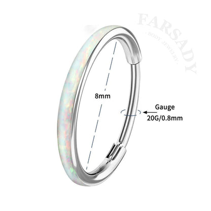Opal Veil - Hinged Clicker Hoop / Fits 20G Nose Ring Helix Conch Cartilage Earring