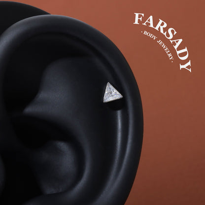 Prism Spark - F136 Titanium Internally Threaded Stud / Fits Cartilage Helix Tragus Lobe Nostril Piercing