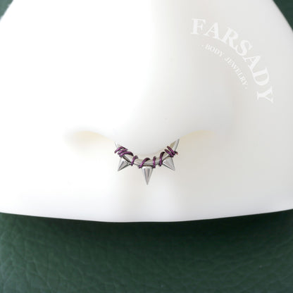 Violet Bind - Purple Wire Spike Hinged Clicker Hoop / Fits 16G Septum Ring Helix Conch Cartilage Earring