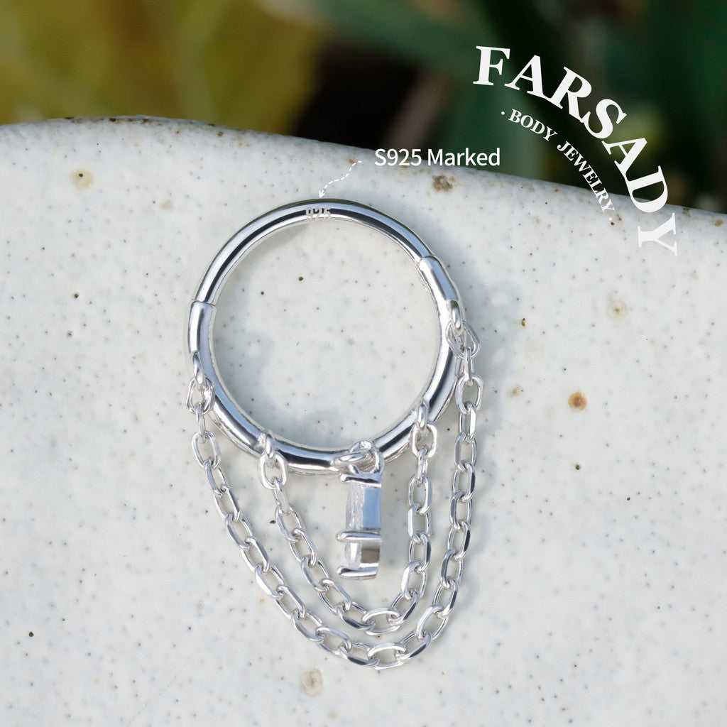 Dew Drape - 925 Silver CZ Hinged Clicker Hoop / Fits 16G Helix Conch Earring / , Hypoallergenic Jewelry