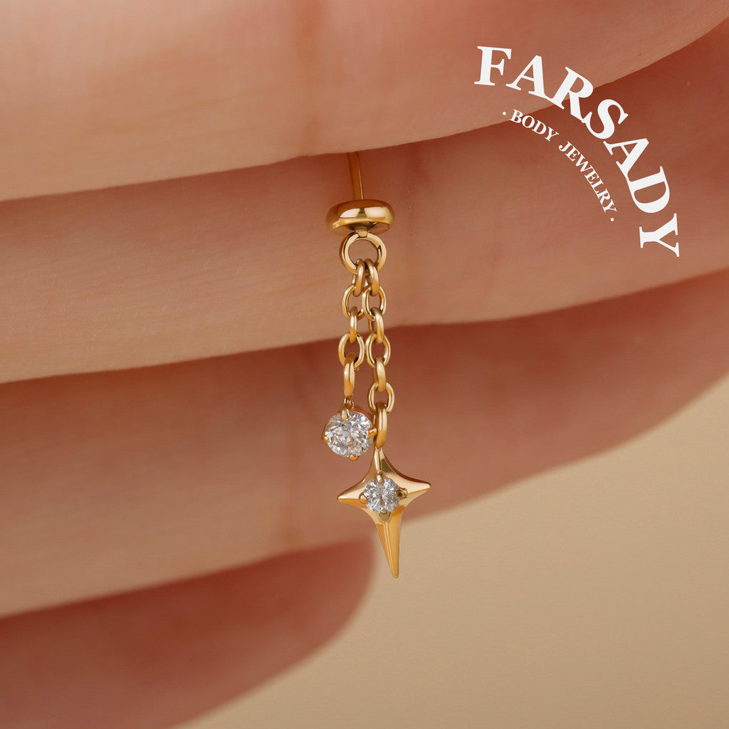 Stellar Tassel - F136 Titanium Threadless Stud / Fits Vertical Helix Hidden Rook Cartilage Tragus Lobe Earring