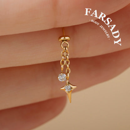 Stellar Tassel - F136 Titanium Threadless Stud / Fits Vertical Helix Hidden Rook Cartilage Tragus Lobe Earring