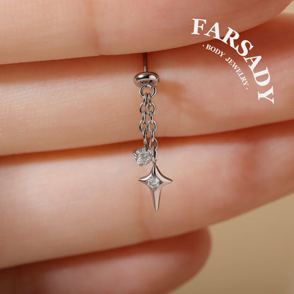 Stellar Tassel - F136 Titanium Threadless Stud / Fits Vertical Helix Hidden Rook Cartilage Tragus Lobe Earring