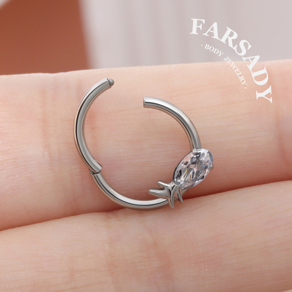 Spike Bloom - F136 Titanium Hinged Clicker Hoop / Fits 16G Septum Ring Helix Conch Cartilage Earring