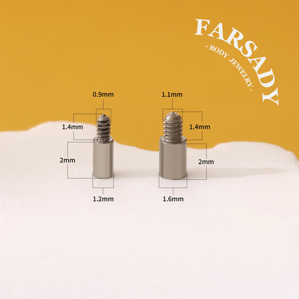 F136 Titanium Earring Post Extender - 2mm Extension Rod for 14G 16G Internal Thread Earrings
