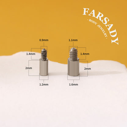 F136 Titanium Earring Post Extender - 2mm Extension Rod for 14G 16G Internal Thread Earrings