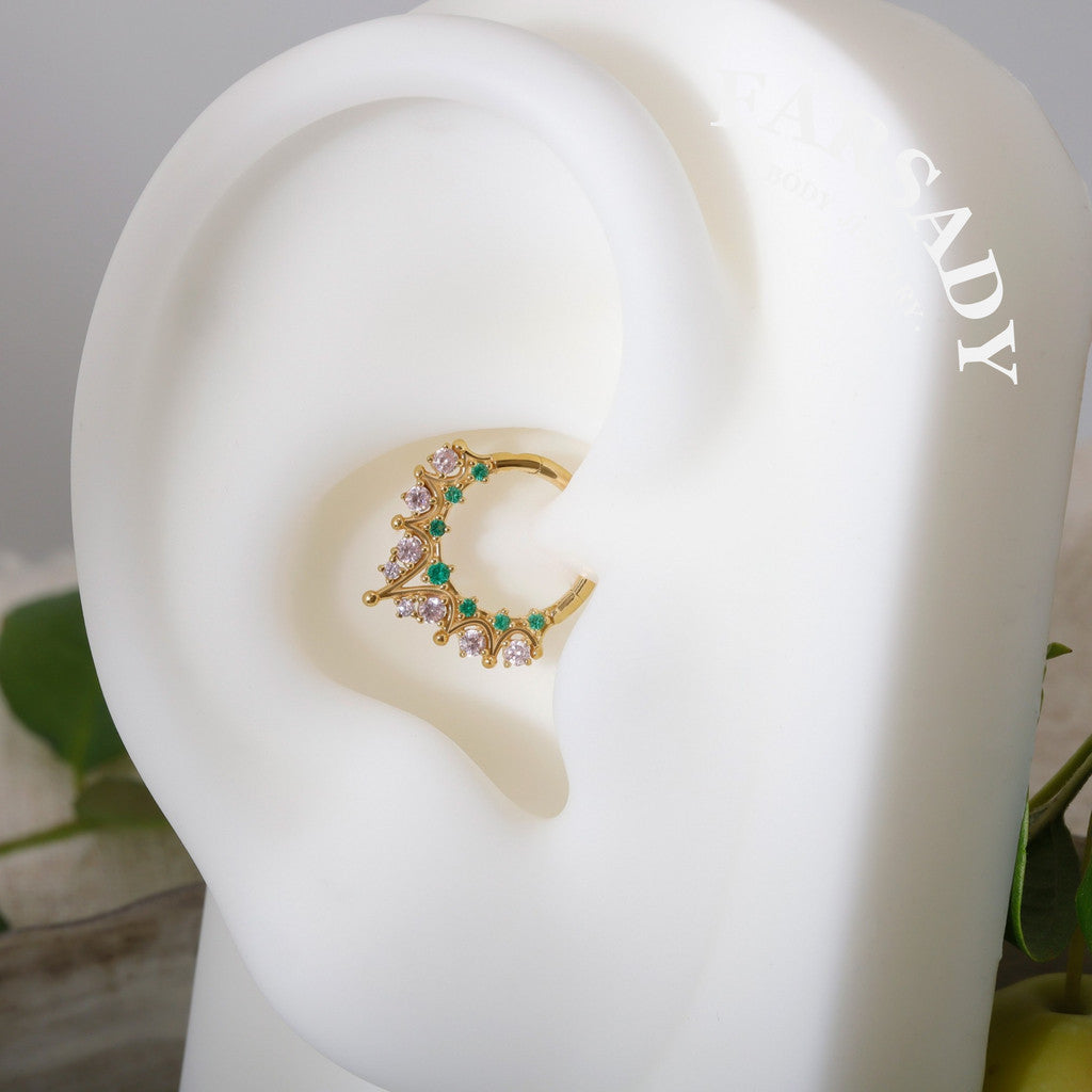 Sterling Silver Enchanted Starburst 16G Daith Earring Hoop, Sterling Silver Hoop Earrings, 8mm Daith Clicker, Helix Ring, Septum Ring, Septum Clicker Gold