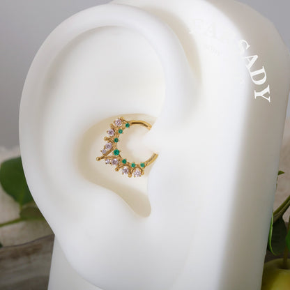 Sterling Silver Enchanted Starburst 16G Daith Earring Hoop, Sterling Silver Hoop Earrings, 8mm Daith Clicker, Helix Ring, Septum Ring, Septum Clicker Gold
