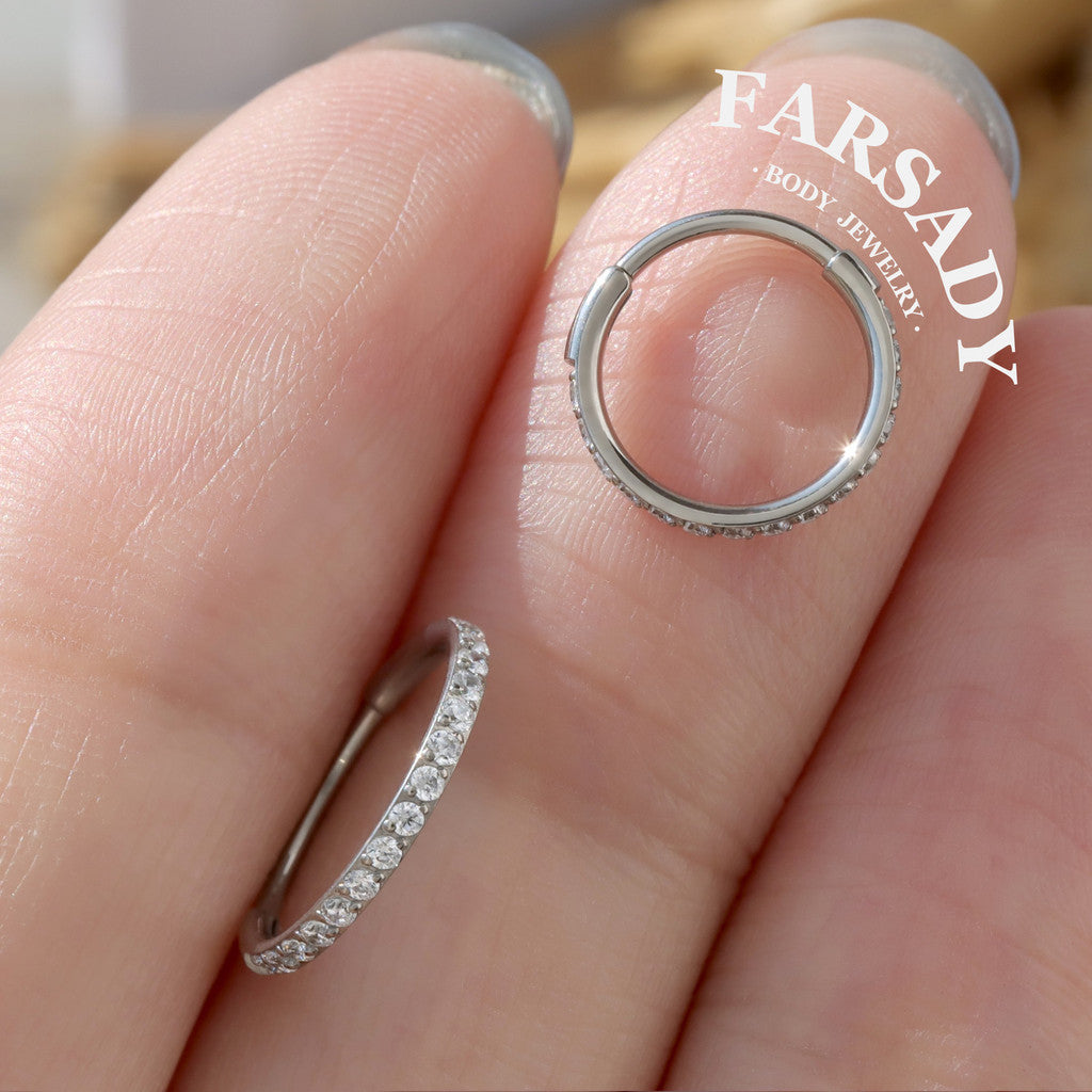 Titanium Conch Earring Hoops - 16G/18G/20G Hinged CZ Piercing Jewelry Cartilage Earring Helix Rook Tragus Daith 6mm/8mm/10mm