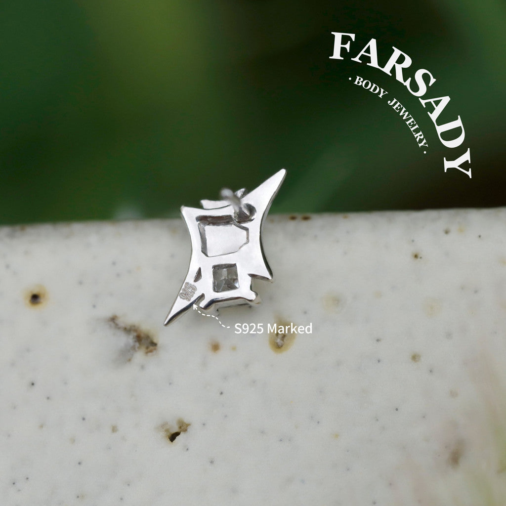 20G/18G/16G Star Threadless Push In Labret Stud •Sterling Silver Flat Back Earring •Tragus Stud •Flat Back Stud •Helix Stud •Cartilage Stud