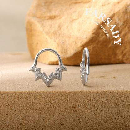 Lightning Vein - 316L Hinged Clicker Hoop / Fits 16G Septum Ring Helix Conch Cartilage Earring