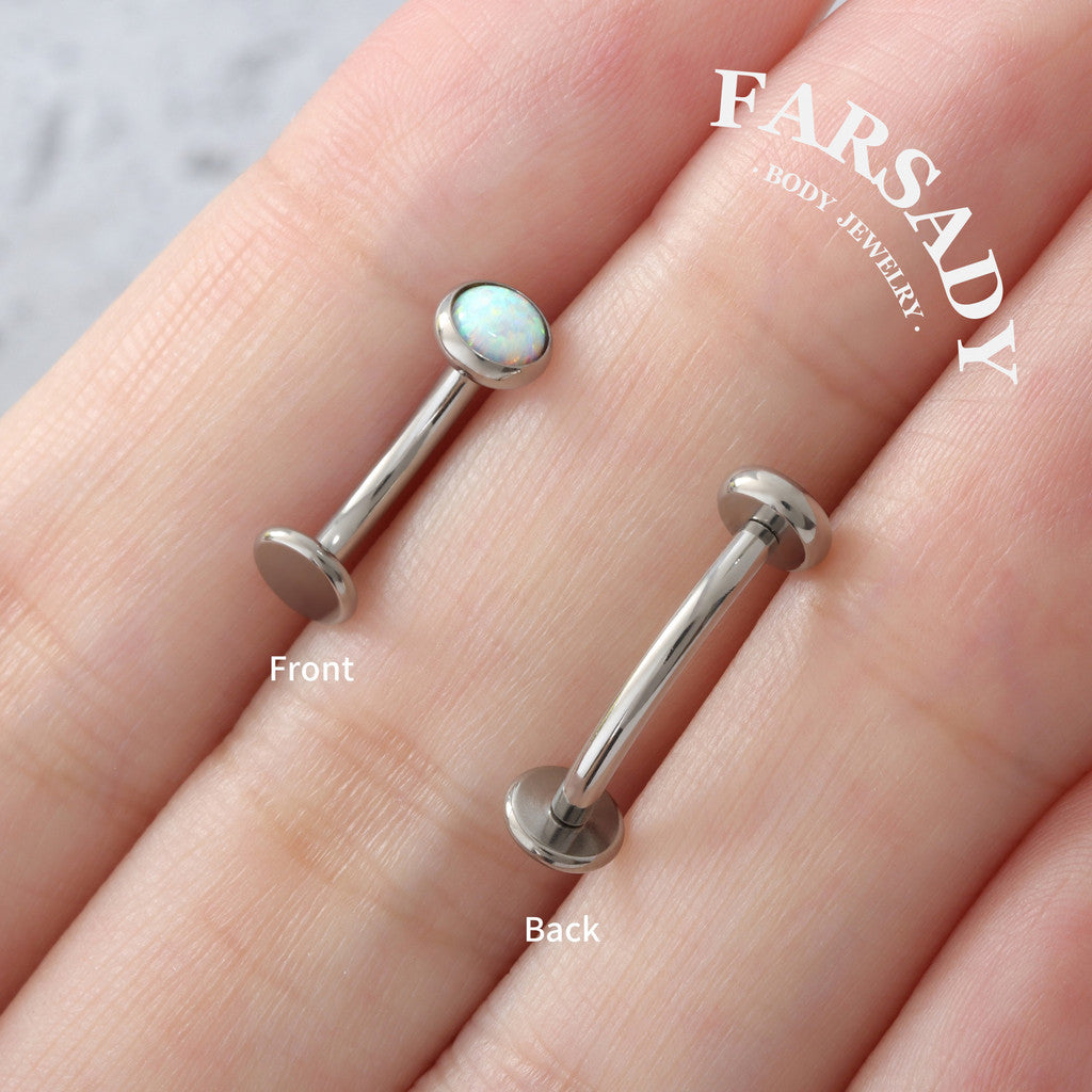 Prismatic Opal Dot - F136 Titanium Internally Threaded Belly Button Ring / Fits 14G Navel Piercing