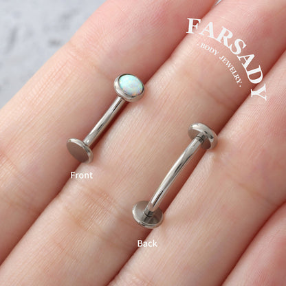 Prismatic Opal Dot - F136 Titanium Internally Threaded Belly Button Ring / Fits 14G Navel Piercing