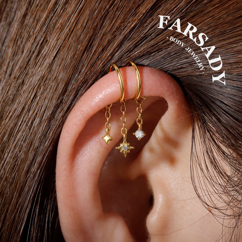 Stellar Fringe- 316L Fake Helix Earring C-Hoop Piercing