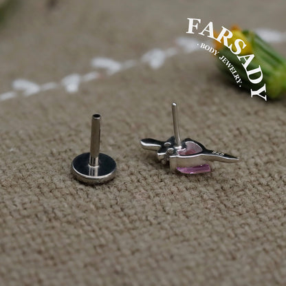 Amethyst Blade - Sterling Silver Push In Stud / Fits Cartilage Helix Tragus Lobe Earring  Nose Stud