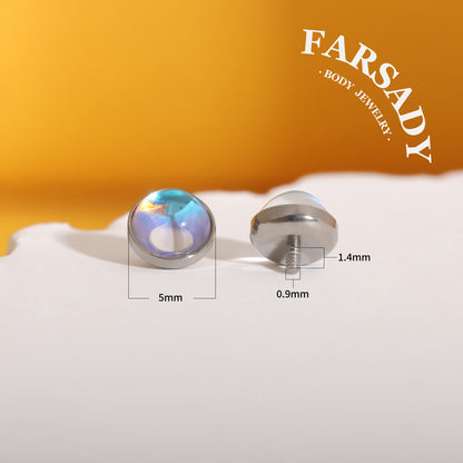 AB Flash Moonstone - F136 Titanium Replacement Tops / Fits Internal Thread Ear Studs