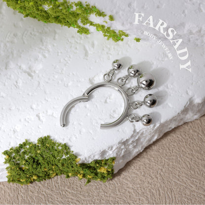 Chime Drop - Bead Dangle Hinged Clicker Hoop / Fits 16G Septum Ring Helix Conch Cartilage Earring