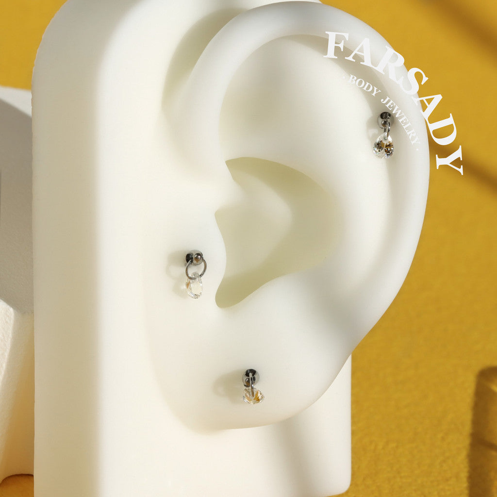 Dew Tear - F136 Titanium Internally Threaded Stud / Fits Cartilage Helix Tragus Lobe Piercing