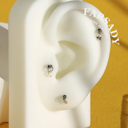 Dew Tear - F136 Titanium Internally Threaded Stud / Fits Cartilage Helix Tragus Lobe Piercing