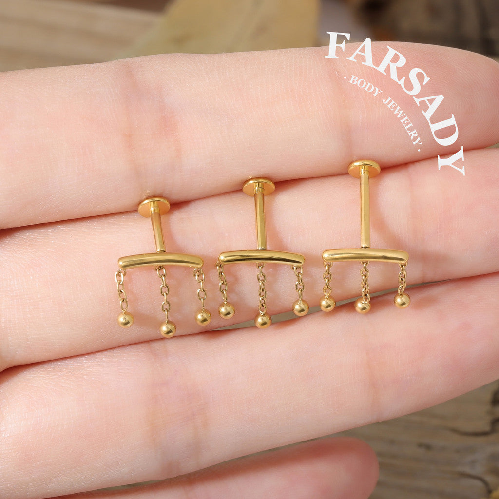Bead Cascade - F136 Titanium Internally Threaded Stud / Fits Cartilage Helix Tragus Lobe Piercing