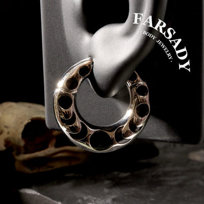 Moon Phases Ear Weights Hoop Magnetic Lock Silvery 316L Steel Ear Hangers 2G Circle Weights Heavy Piercing Earrings for Stretched Ear