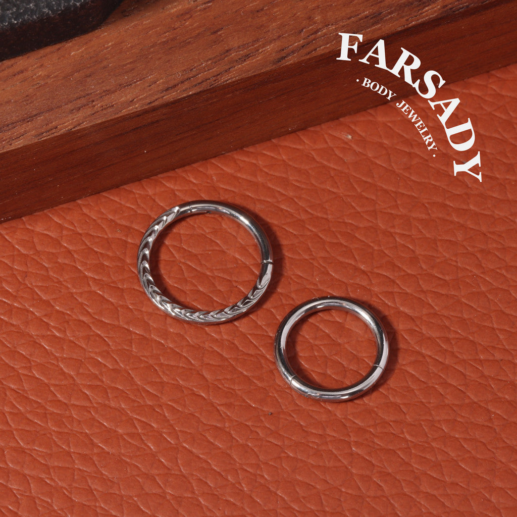 Twist Weave - ASTM F136 Titanium Hinged Clicker Hoop / Fits 16G Septum Ring Helix Conch Cartilage Earring