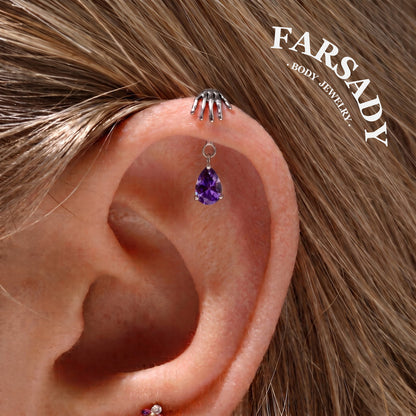 Ghost Palm - F136 Titanium Internally Threaded Stud / Fits Vertical Helix Hidden Rook Earring