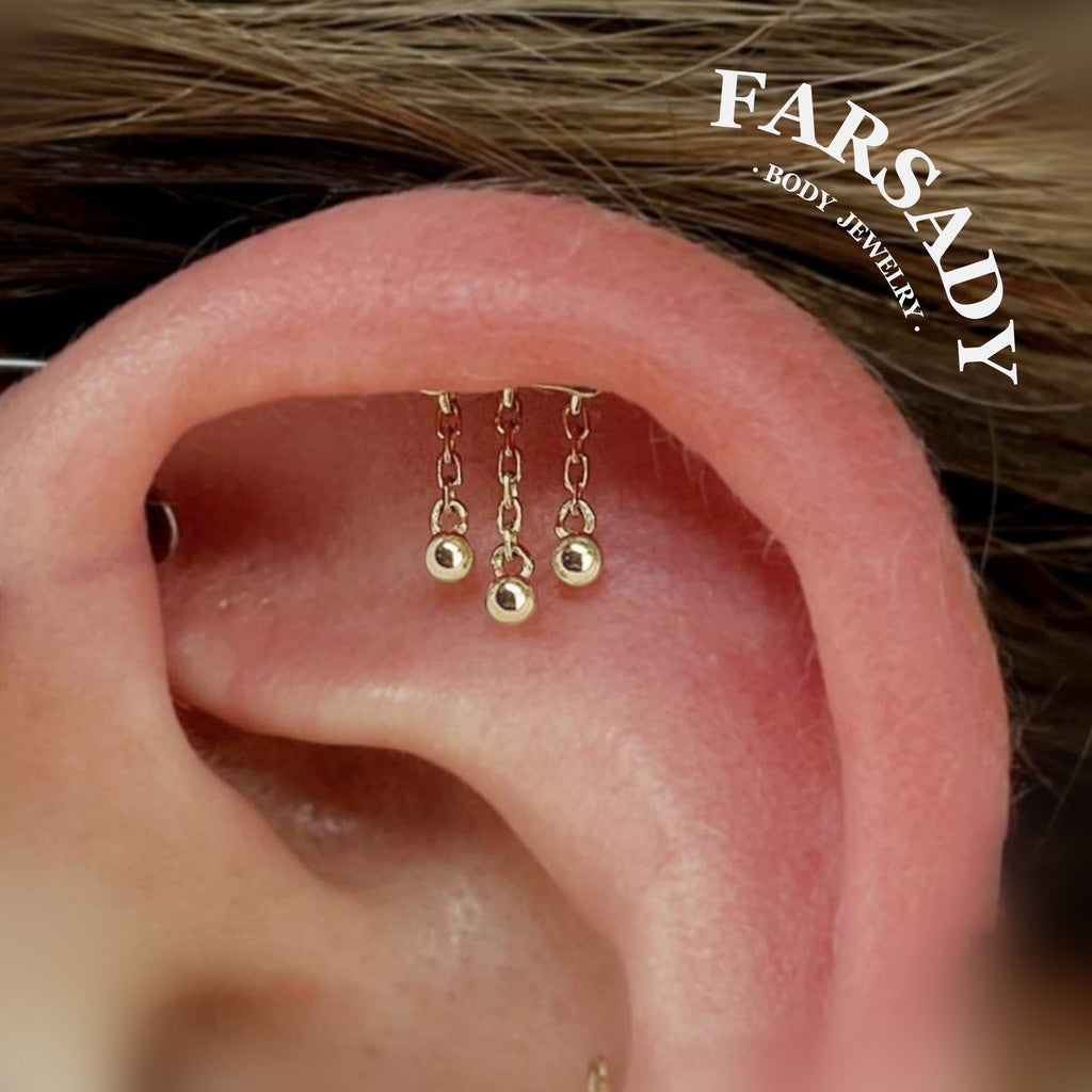 Bead Cascade - F136 Titanium Internally Threaded Stud / Fits Cartilage Helix Tragus Lobe Piercing