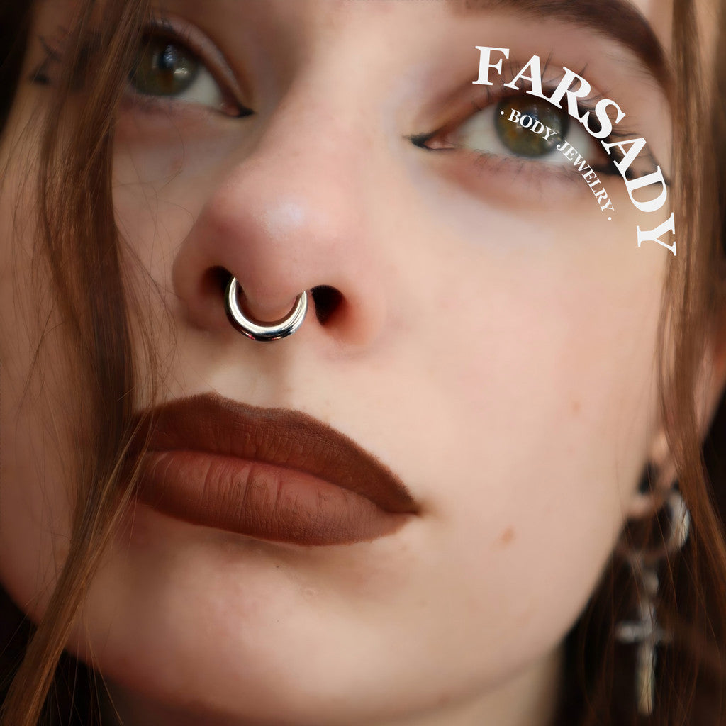 16G Titanium Moon Septum Ring  Hinged Nose Piercing Hoop Daith Helix Earring Daily Wear Accessories Gift Ready for Present Giving