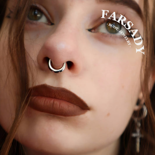 16G Titanium Moon Septum Ring  Hinged Nose Piercing Hoop Daith Helix Earring Daily Wear Accessories Gift Ready for Present Giving