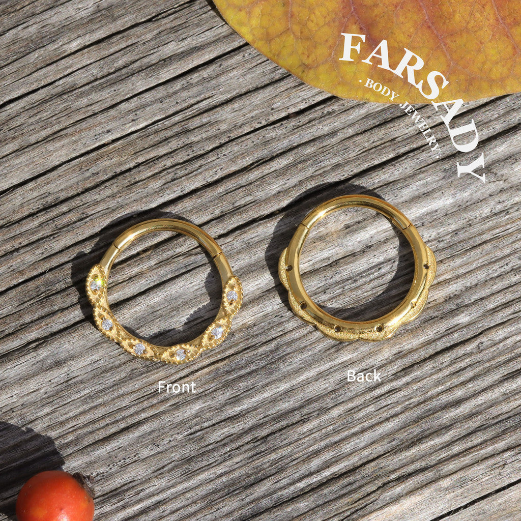 16G Flower Septum Ring Hinged CZ Nose Piercing Hoop Daith Helix Earring Daily Wear Body Jewelry Gift Packaged Perfect Gift for Her