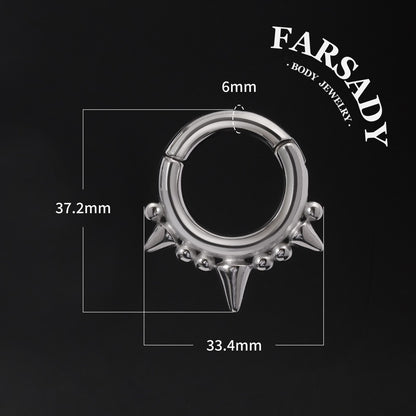 Spikes Ear Weights Hanger with Magnetic Clasp/2G Heavy Ear Stretchered Hoop/ 6mm Ear Gauges/ Stretched Earrings/ Steel Ear Hanger