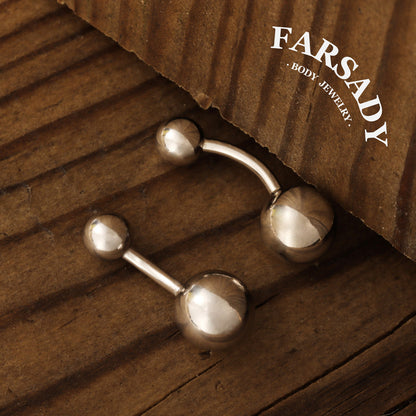 Dual Sphere - 925 Silver Belly Button Ring / Fits 14G Navel Piercing