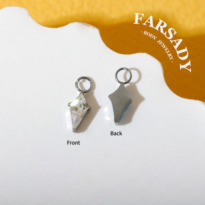 Polaris Gem Teardrop - F136 Titanium Colorful CZ Dangle Charm / Interchangeable Hoop Earring Pendant for Helix Daith Cartilage Piercing
