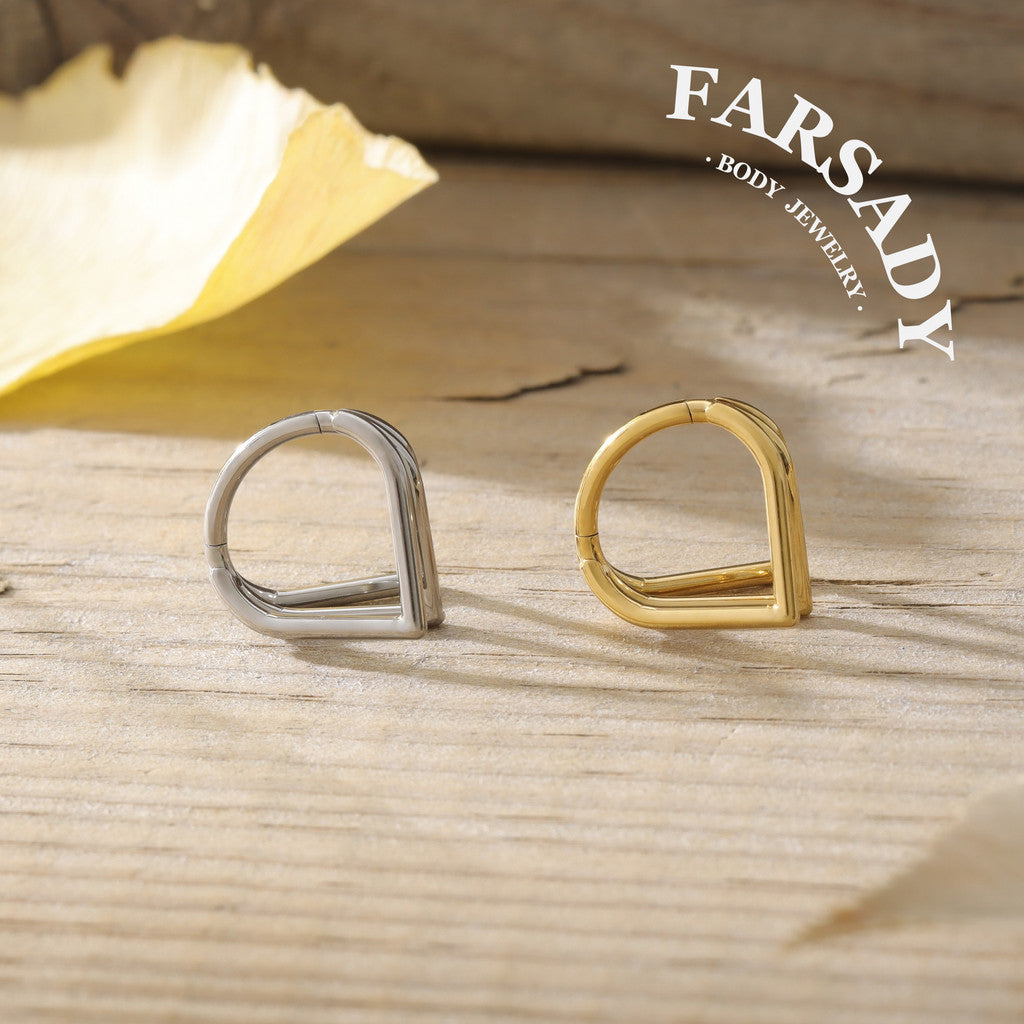 Triple Golden Vortex - ASTM F136 Titanium Hinged Clicker Hoop / Fits 16G Septum Ring Helix Conch Cartilage Earring