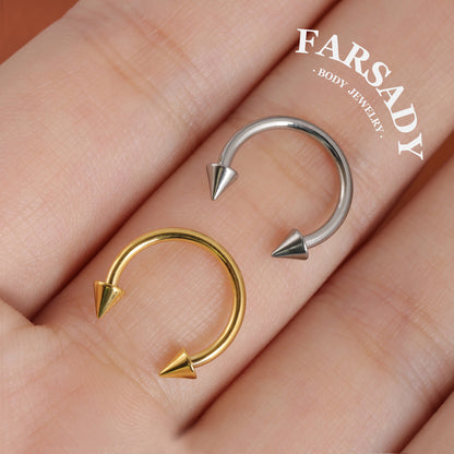 16G Titanium Point CBR Daith Earrings, Internally Threaded Nose Ring, Silver Gold 8mm 10mm Daith Helix Conch Hoop Earring, Horseshoe ring