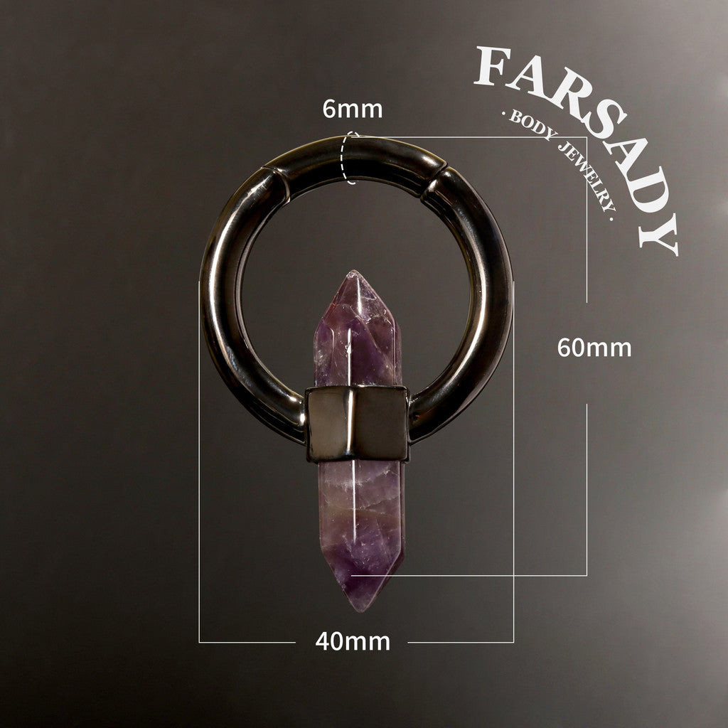 Amethyst Lenis - 316L Magnetic Hinged Ear Weights / Fits 3G 2G Stretched Ear Lobes Tunnels Plugs