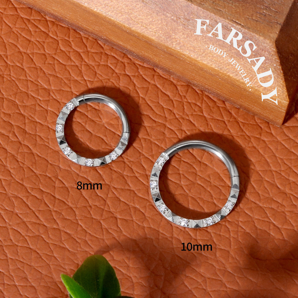 Sun Crest - ASTM F136 Titanium Hinged Clicker Hoop / Fits 16G Septum Ring Helix Conch Cartilage Earring