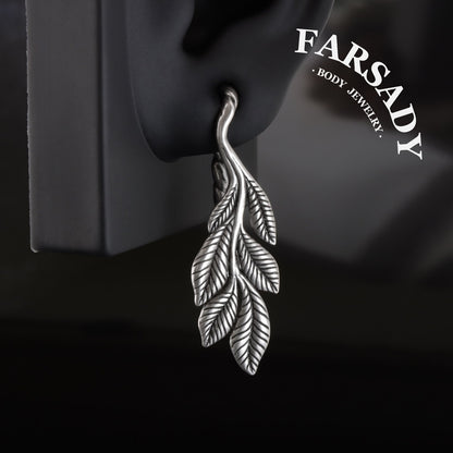 Thin Leaf - 316L Hanging Style Ear Weights / Fits 4G 2G Stretched Ear Lobes Tunnels Plugs
