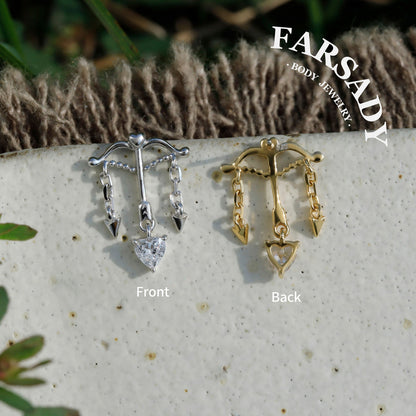 Cupid Bow - 925 Silver Threadless Stud / Fits Cartilage Helix Tragus Lobe Earring