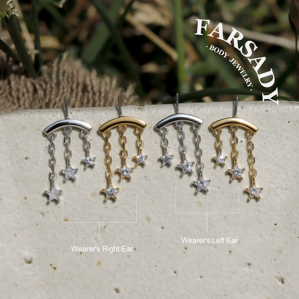 Trine Stellar - Sterling Silver Push In Stud