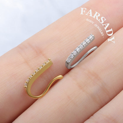 Silver Luminous Bar - 925 Silver Fake Nose Ring / Fit Non-Pierced Nose Ring