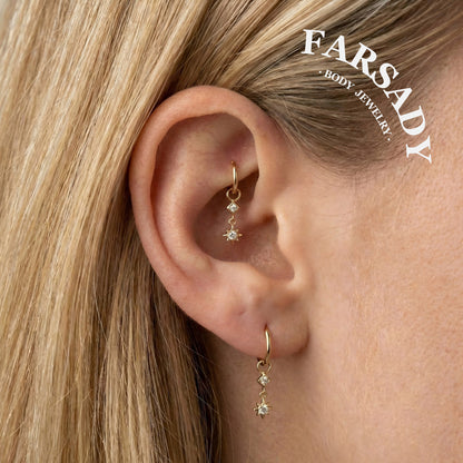 Starlink Pendant - 925 Silver Star CZ Dangle Charm / Interchangeable Hoop Earring Pendant for Helix Daith Cartilage Piercing