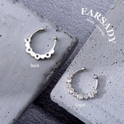 Starlet Crescent Halo - 316L Fake Nose Ring C-Hoop Piercing / Fit Non-Pierced Septum Ring