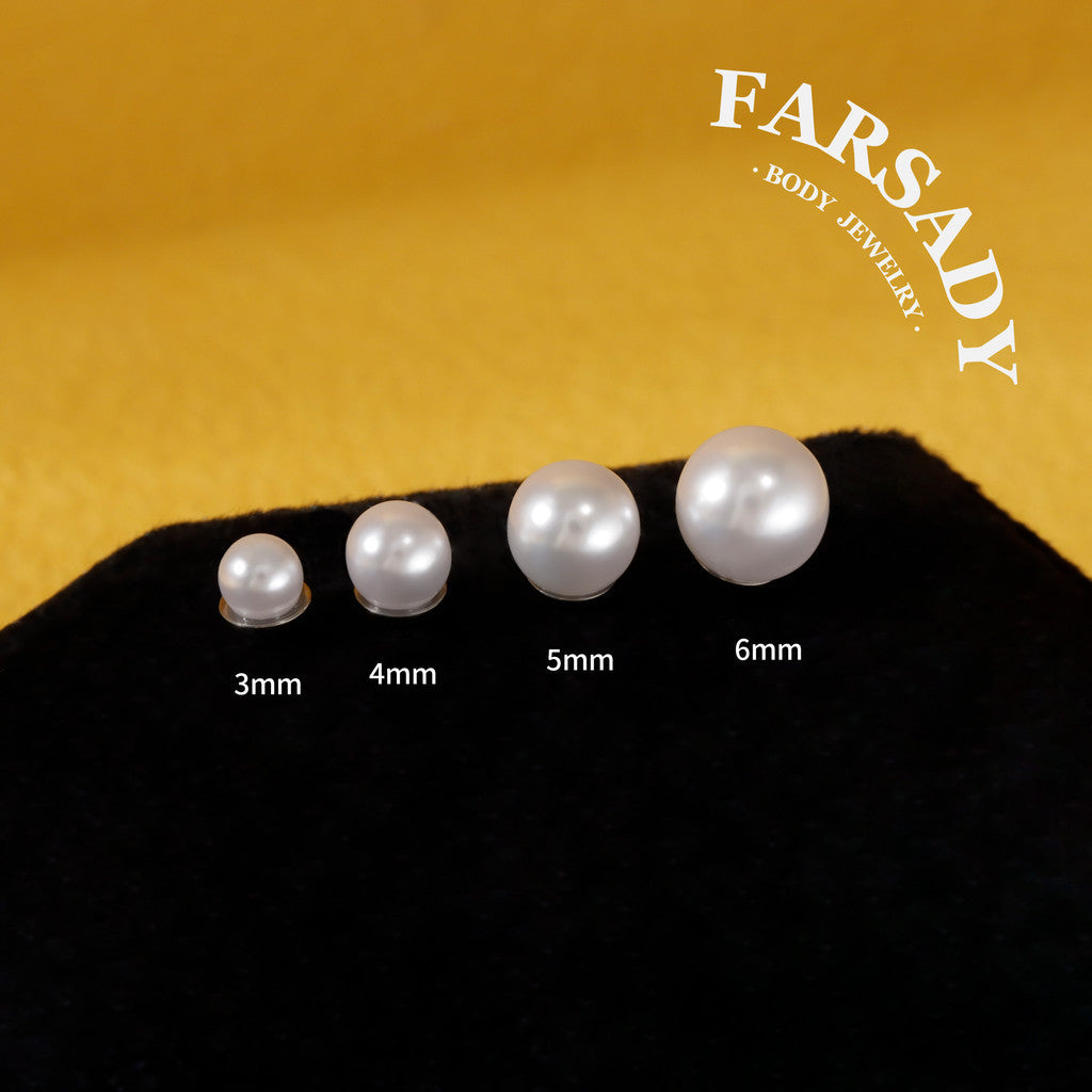 Layer Pearl Ball - F136 Titanium Pearl Replacement Tops / Fits Threadless Ear Studs