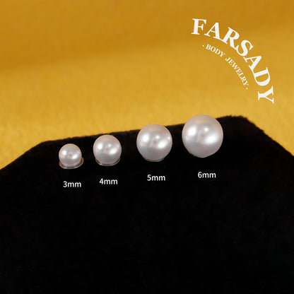 Layer Pearl Ball - F136 Titanium Pearl Replacement Tops / Fits Threadless Ear Studs