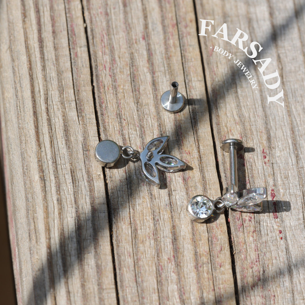 Leaf Whisper - F136 Titanium Internally Threaded Stud / Fits Cartilage Helix Tragus Lobe Piercing