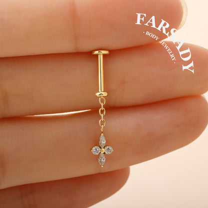 Quatrefoil Glimmer - Titanium Push In Stud