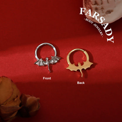 16G Titanium Romantasy Dragon Septum Nose Ring/ Implant Grade Titanium Daith Piercing Jewelry/ 16G Helix Tragus Conch Cartilage Hoop Earring