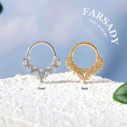 16G star septum ring Sterling Silver septum clicker, 8mm daith earring hoop silver, gold helix tragus hoop, septum piercing jewelry Handmade